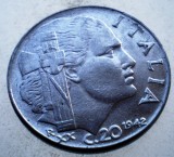 1.825 ITALIA WWII VITTORIO EMANUELE III 20 CENTESIMI 1942 R MAGNETIC, Europa