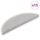Cumpara ieftin Covorașe scări, 15 buc., 56x17x3 cm, semirotunde, argintii