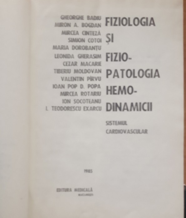 Sistemul cardio Fiziologia si fiziopatologia hemodinamicii- I. Teodorescu Exarcu