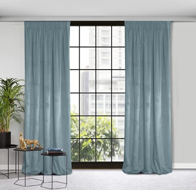 Set doua draperii catifea, albastru-pal foto