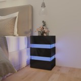 vidaXL Dulap noptieră, cu LED, negru extralucios, 45x35x67 cm, PAL