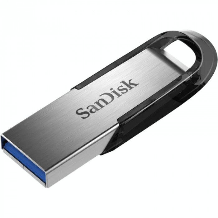 Memorie USB 3.0 SANDISK 128 GB clasica carcasa metalic negru / argintiu