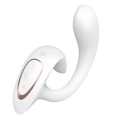 Vibrator Iepuras G for Goddess 1 Satisfyer, 12 Moduri Vibratii, Silicon, USB, Alb, 18.5 cm