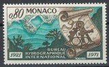 Monaco 1971 Mi 1010 MNH - 50-a aniversare a Agenției Hidrografice Internaționale, Nestampilat