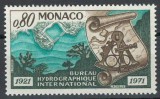 Monaco 1971 Mi 1010 MNH - 50-a aniversare a Agenției Hidrografice Internaționale, Nestampilat