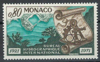 Monaco 1971 Mi 1010 MNH - 50-a aniversare a Agenției Hidrografice Internaționale foto