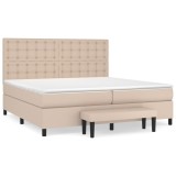 Cumpara ieftin Pat continental cu saltea, cappuccino, 200x200 cm, piele eco