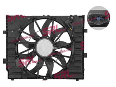 GMV radiator electroventilator Porsche Cayenne (92A), 2010-2017, motor 3.6 V6, benzina, 850 W; 520 mm; 4 pini; cu modul de control electronic, foto