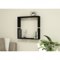 Raft decorativ perete, modular, suspendat, pal melaminat, negru, 62.5x16x62.5 cm, Alpha Box, Minar foto