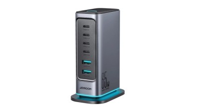 &amp;Icirc;ncărcător multi-port GaN Joyroom JR-TCM02 65W EU 4x USB-C 2x USB-A - gri &amp;icirc;nchis foto