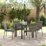vidaXL Set de scaune de grădină 4 cu pernă 5 pcs Gri 80 x 80 x 73 cm