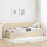 vidaXL Cadru de pat colțar cu headboard Crem 80 x 200 cm țesătură 42016485