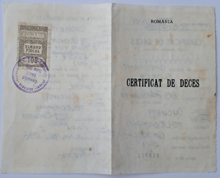 Certificat de deces, 1951
