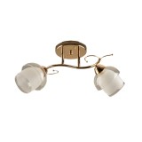 Candelabru Klausen Rosy PL2 Floral Chic 46x20x24 cm, 2x E27, Corp Iluminat Interior Metal Sticla Alb Auriu Elegant pentru Dormitor Living Dining