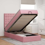 Cumpara ieftin Cadru de pat otoman cu saltele, catifea roz 90x200cm