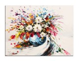 Cumpara ieftin Tablou 3D cu flori pictat manual living, dormitor, Ikebana, 80x60cm ulei pe panza in cutit, Valentin Pop