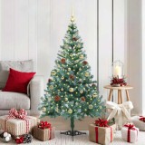 VidaXL Brad de Crăciun artificial cu 150 LED Verde 150 cm PVC și Oțel 3396705