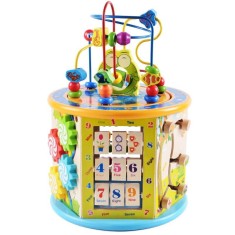 Centru din lemn educativ Montessori, 8 in 1 Broscuta, Dimensiuni: 36 cm x 20 cm x 25 cm