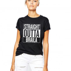 Tricou dama negru - Straight Outta Braila - 2XL