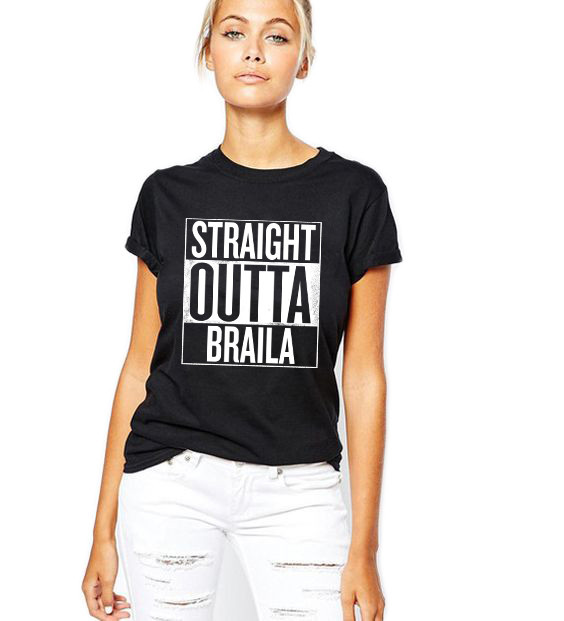 Tricou dama negru - Straight Outta Braila - 2XL
