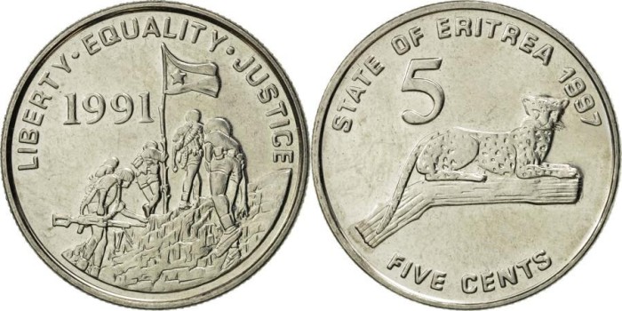 Eritrea 1997 - 5 cents, pantera, UNC