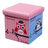 Taburete pliabil cu spatiu depozitare HM Moly Bufnita, piele ecologica, patrat, 80 kg