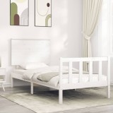 VidaXL Cadru pat fără saltea, alb, 100x200 cm, lemn masiv pin