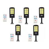 Set 5 Lampi Solare BZRSH 6COB 96 LED, 50W, 3 Moduri Iluminare, Senzor Miscare, Telecomanda, Rezistent la Apa