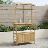 vidaXL Masă de bar exterioară cu raft natural 110 x 50 x 210 cm Bambus 42028062