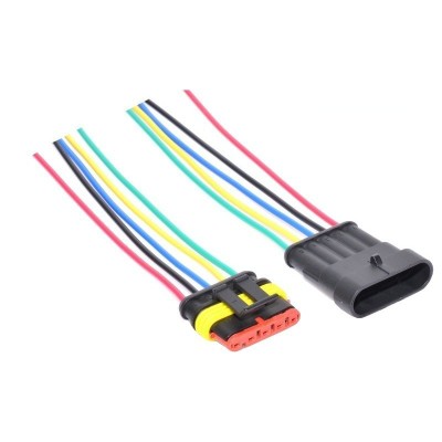 Conector electric mama-tata cu cinci fire elSales ELS-CE5 , rezistent la apa , multicolor foto