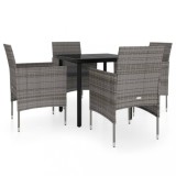 Set de servit masa pentru gradina, 5 piese, gri si negru