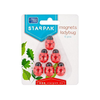 Magneti Ladybug 25 mm, pentru tabla magnetica, set 6 bucati, Starpak foto