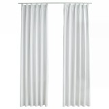 Cumpara ieftin Draperii opace cu carlige, 2 buc., ivoriu, 140 x 245 cm