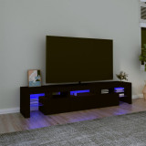 VidaXL Comodă TV cu lumini LED, negru, 200x36,5x40 cm