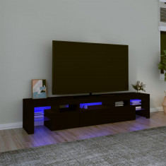 vidaXL Comodă TV cu lumini LED, negru, 200x36,5x40 cm