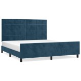 Cumpara ieftin Cadru de pat cu tablie, albastru inchis, 180x200 cm, catifea