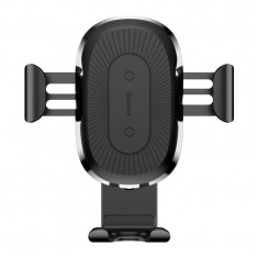 Suport auto Baseus Gravity Air Vent Mount, Incarcare Wireless 10W, rotire 360 grade, Negru foto