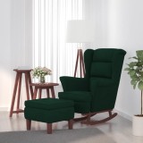 VidaXL Scaun balansoar picioare din lemn/taburet verde &icirc;nchis catifea