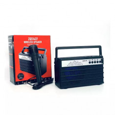 Radio cu Panou Solar, Lanterna, microfon, lumina rgb, AM, FM, Bluetooth, Negru foto