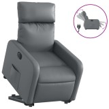 Cumpara ieftin Fotoliu rabatabil electric cu ridicare, gri, piele ecologica
