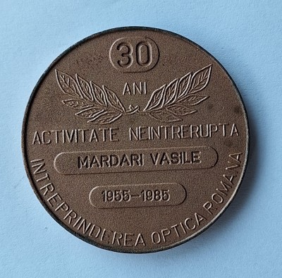 Intreprinderea Optica Romana -30 ani activitate neintrerupta 1955-1985 medalie foto