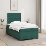 Cumpara ieftin Pat boxspring cu saltea Verde inchis 120 x 200 cm Catifea