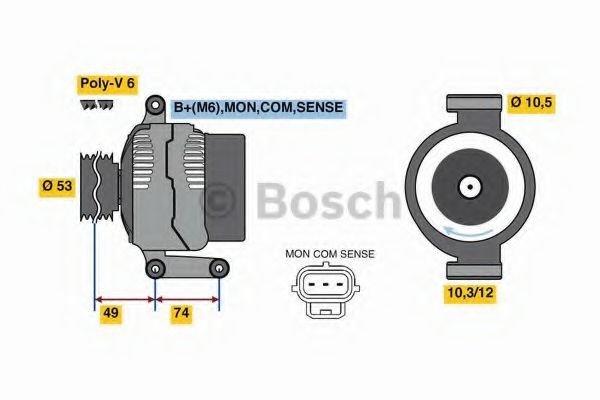 Generator / Alternator JAGUAR X-TYPE (CF1) (2001 - 2009) BOSCH 0 986 049 460