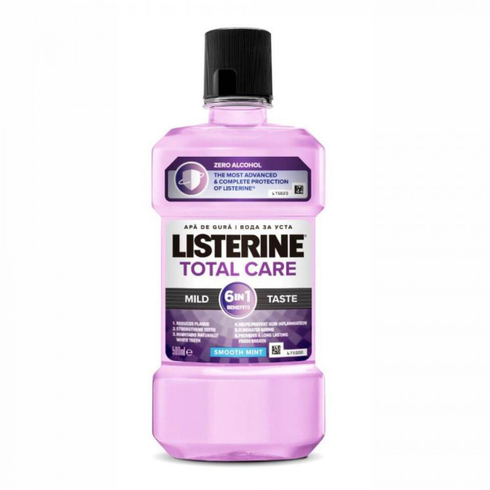 Apa de Gura Listerine Total Care Smooth Mint, 500 ml, Apa de Gura Listerine, Apa de Gura Listerine, Apa de Gura Mentolata, Produse Ingrijire Dentara,