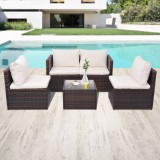 Cumpara ieftin Set mobilier de grădină cu perne, 5 piese, maro, poliratan