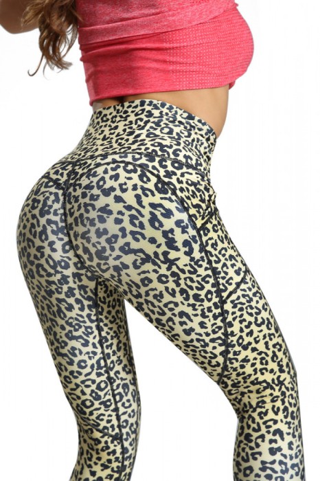 D798-99 Colanti cu talie inalta si model animal print