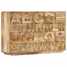 vidaXL Comodă alfabet cu 6 sertare, 120x35x79 cm, lemn masiv de mango