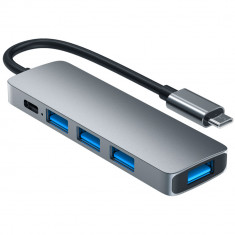 Hub USB 5 in 1 Qeno&reg; Tip C / USB 3.0., Adaptor Multiport, Protectie Supracurent