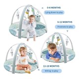 Saltea si Centru de Activitati pentru bebelusi, Spatiu de joaca 3 in 1 Usor de Curatat, Antiderapant, Multifunctional, Alb/Gri
