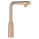 Baterie bucatarie Grohe Warm Sunset Essence Smartcontrol 31615DL0, pipa tubulara pivotanta, dus extractabil, comanda push&amp;amp;amp;pull, cupru